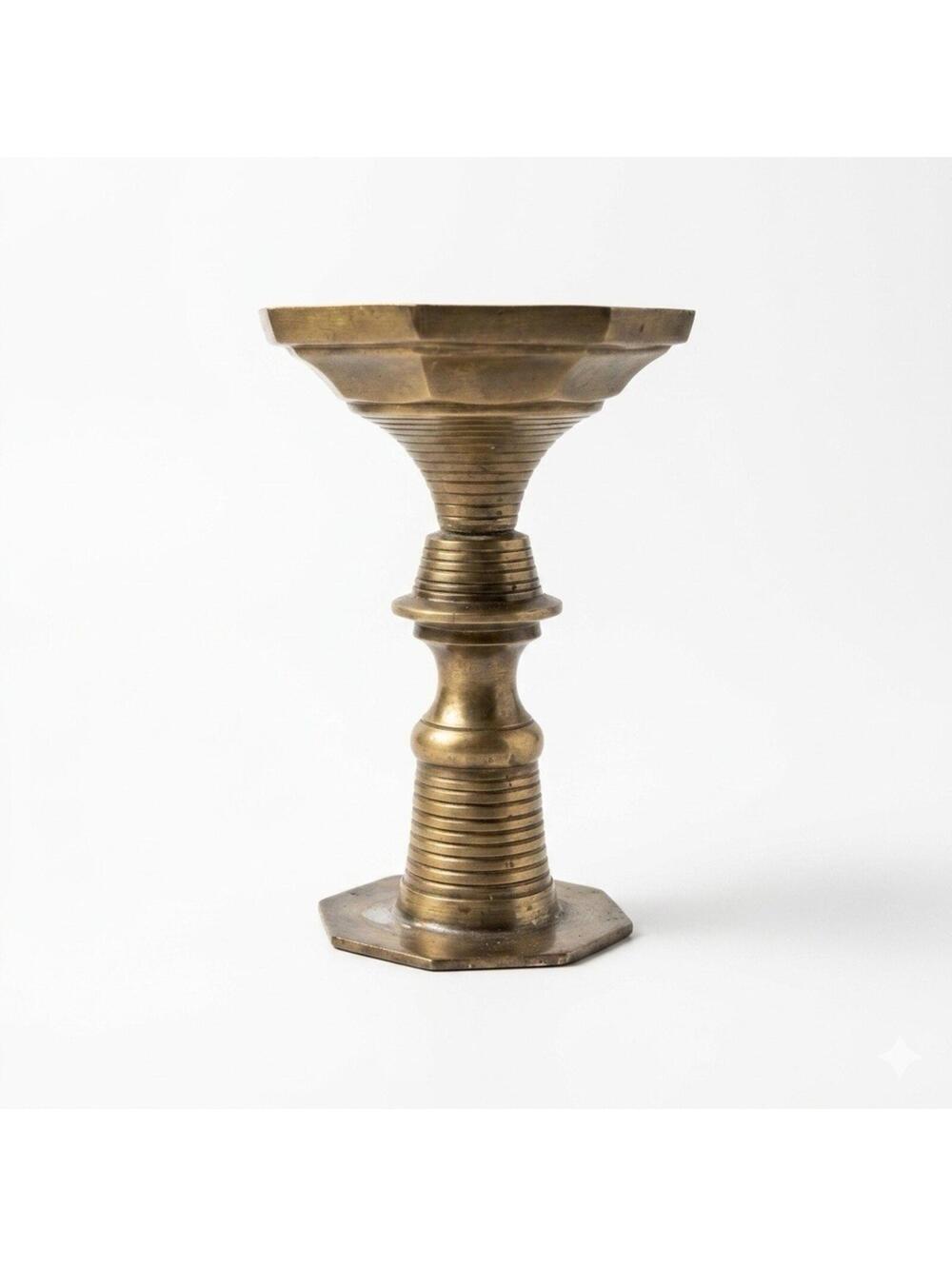 CAST BRASS OCTAGONAL TAPERED PEDESTAL BOWL CANDLESTICK HOLDER RISER Art Deco VTG